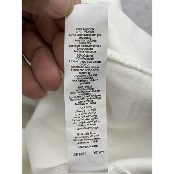 BooHoo Sweatshirt Hoodie Small Emoji Graffiti Drip Heart Face Oversize Ivory NWT - Picture 14 of 15